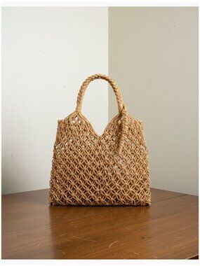 Cotton Rope Woven Shoulder Bag Macrame Mesh Beach Purse Hobo